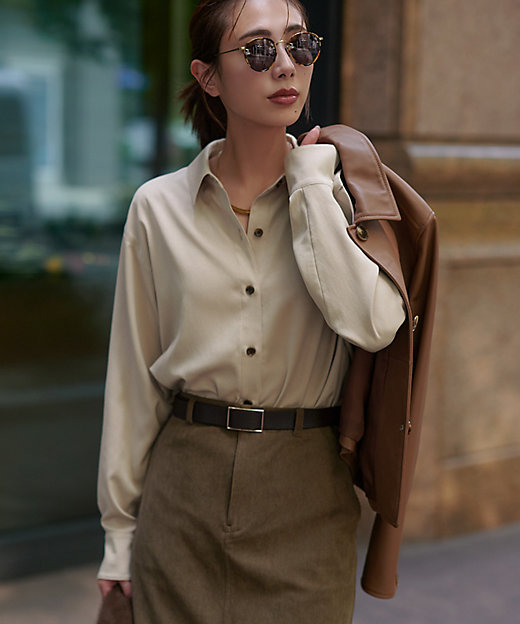 見上愛さん着用／Oggi10月号掲載／洗える】スエーディーサテン