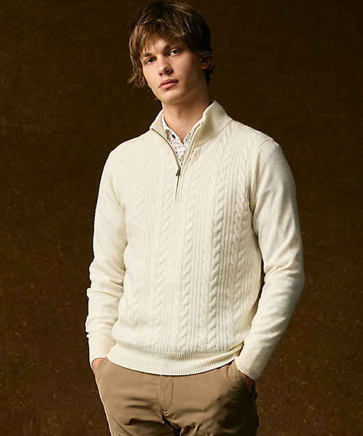 キングサイズ・暖か／軽量】カシミヤブレンド ハーフジップ ニット