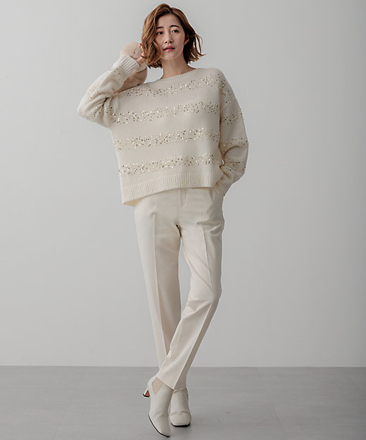 滝沢眞規子さん着用／一部店舗限定】スパングルボーダー ニット