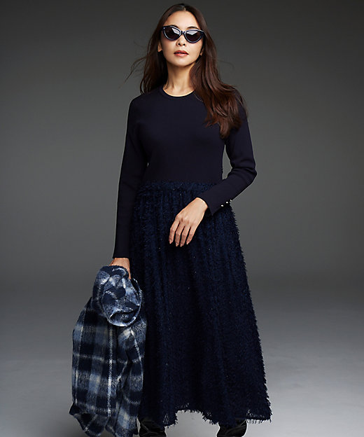 滝沢眞規子さん着用／一部店舗限定／洗える】ニットコンビジャカード