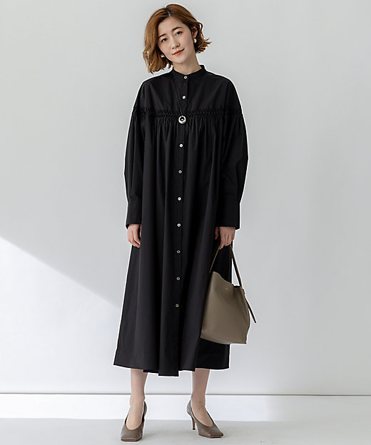 洗える】コンパクトライトクロス ピンタック ワンピース