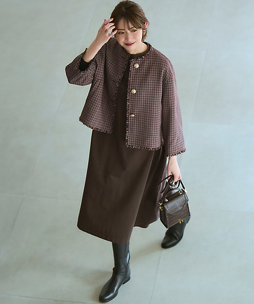 洗える／吊り干しOK】レーヨンストレッチ バックデザイン ニット