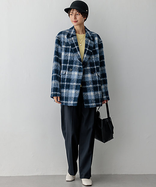 一部店舗限定】アルパカシャギーチェック コート