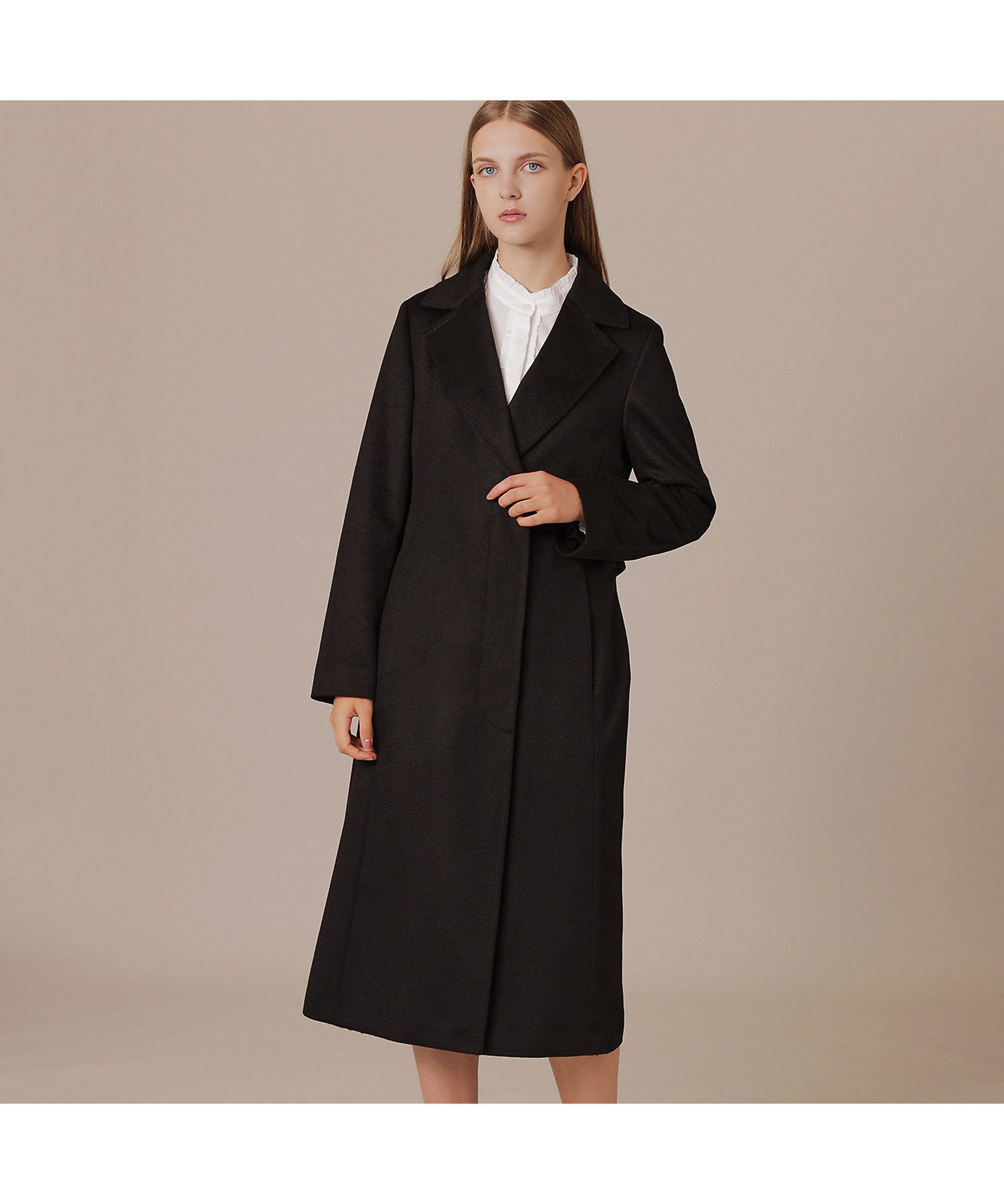 michiko londonカシミア混 黒 ステンカラーコート 5L 大きいサイズ