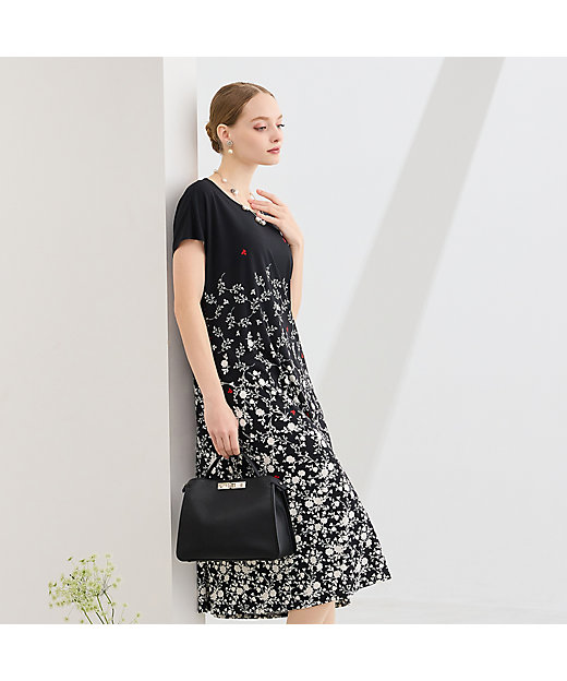 M～4L】ウォッシャブルフラワープリントワンピース