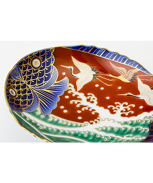 染錦手波鶴紋 魚型皿 小 | 深川製磁/フカガワセイジ | 三越伊勢丹