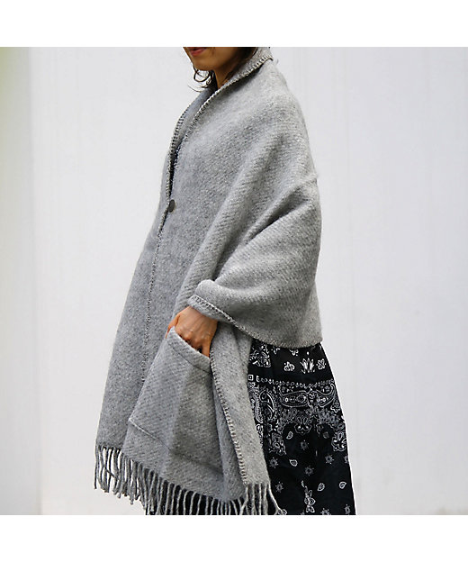 ウールストール ゴットランドグレー 2ポケット ボタンつき グレー