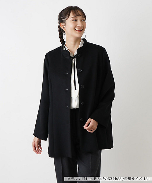 カシミヤスタンドカラーコート【深喜毛織 】 | Leilian plus house