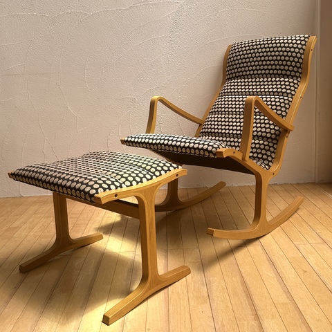 used 天童木工 ロッキングチェア&スツール オットマン ドッド柄