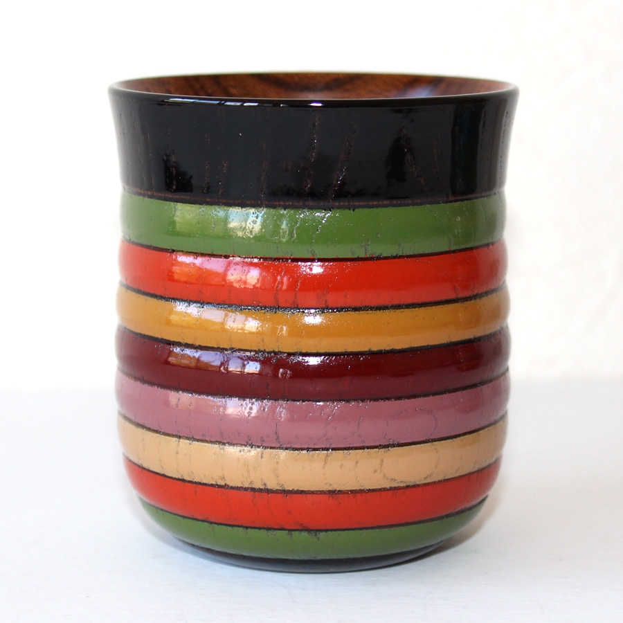 湯呑み 独楽文様 けやき 木製 漆塗り FC3-8/9 漆器の井助