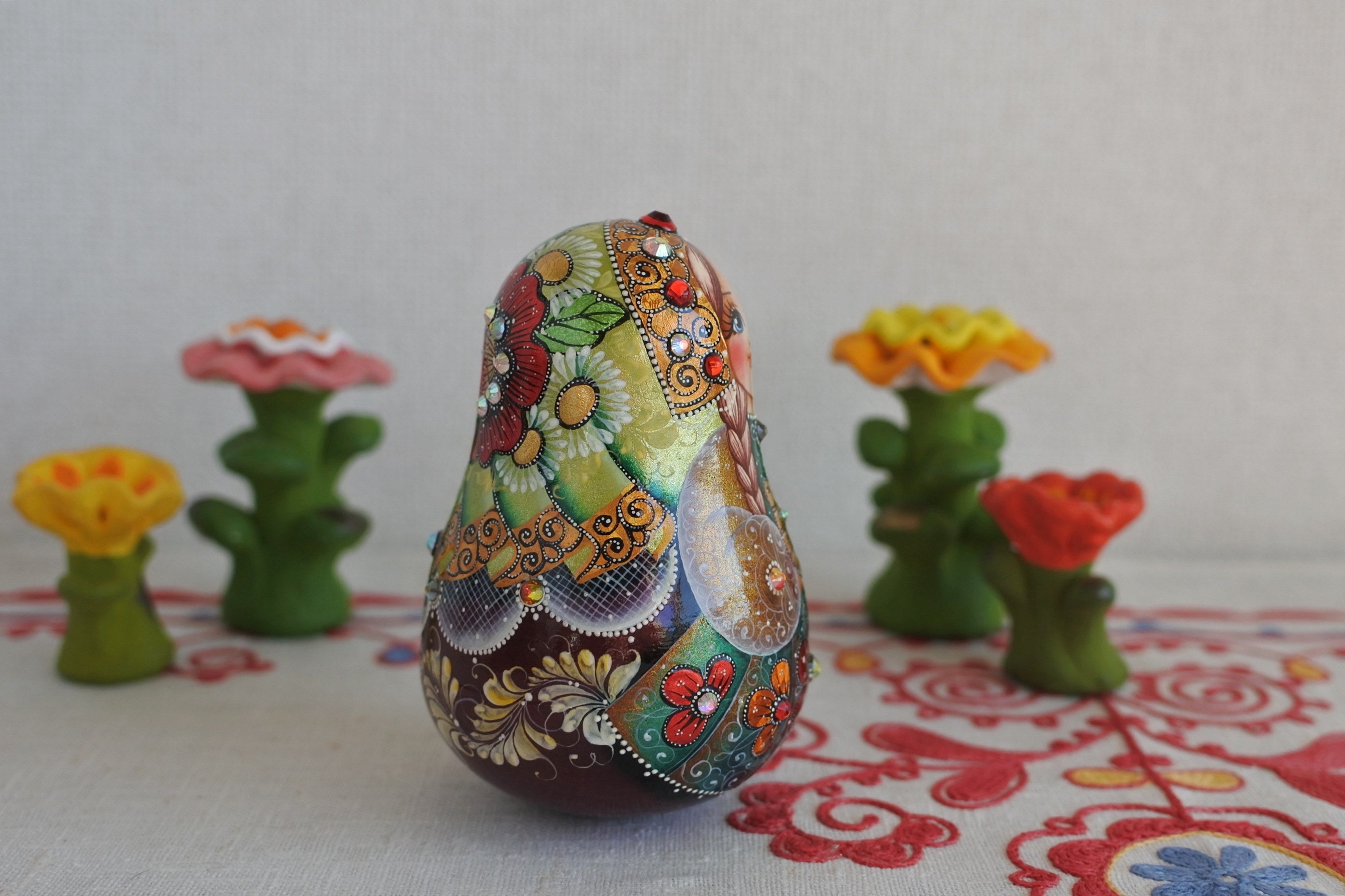 起き上がりこぼし ロシア民芸品 木工 音色 お祝い 贈答品 縁起物