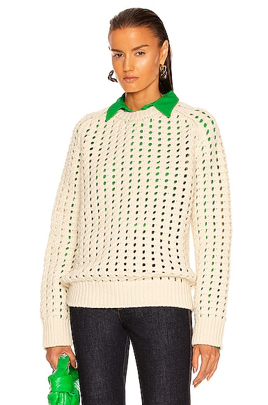 Bottega Veneta Open Cable Knit Sweater in Chalk | FWRD
