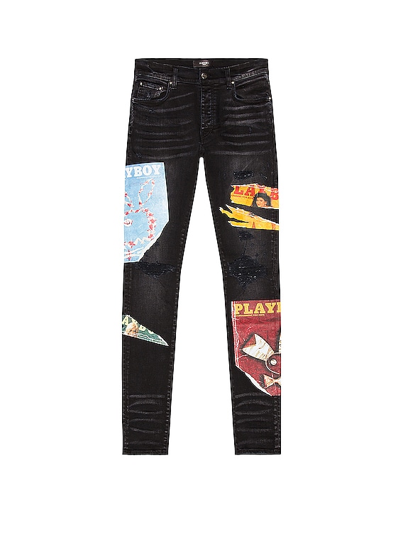 Amiri Playboy Magazine Jean in Aged Black | FWRD