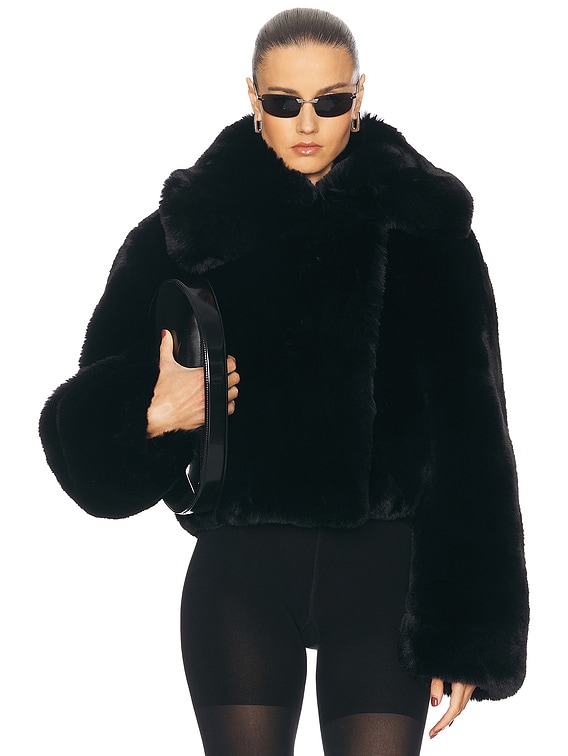 Acne Studios Ofox Fluffy Faux Fur Jacket in Black | FWRD