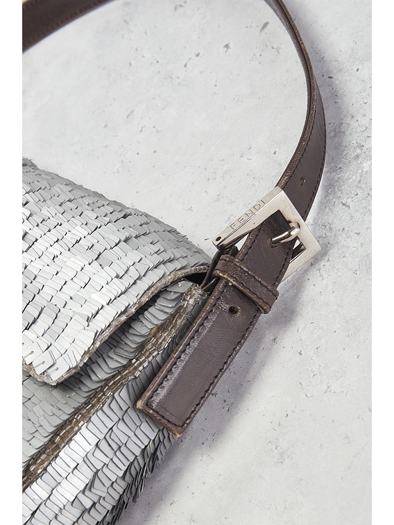 FWRD Renew Fendi Vintage Sequin Baguette Shoulder Bag in Silver | FWRD