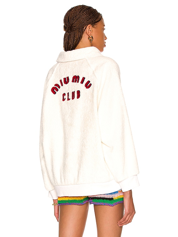 Miu Miu Long Sleeve Polo Top in Bianco | FWRD