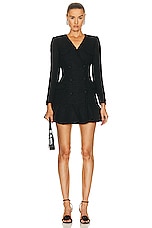 self-portrait Boucle V Neck Mini Dress in Black | FWRD