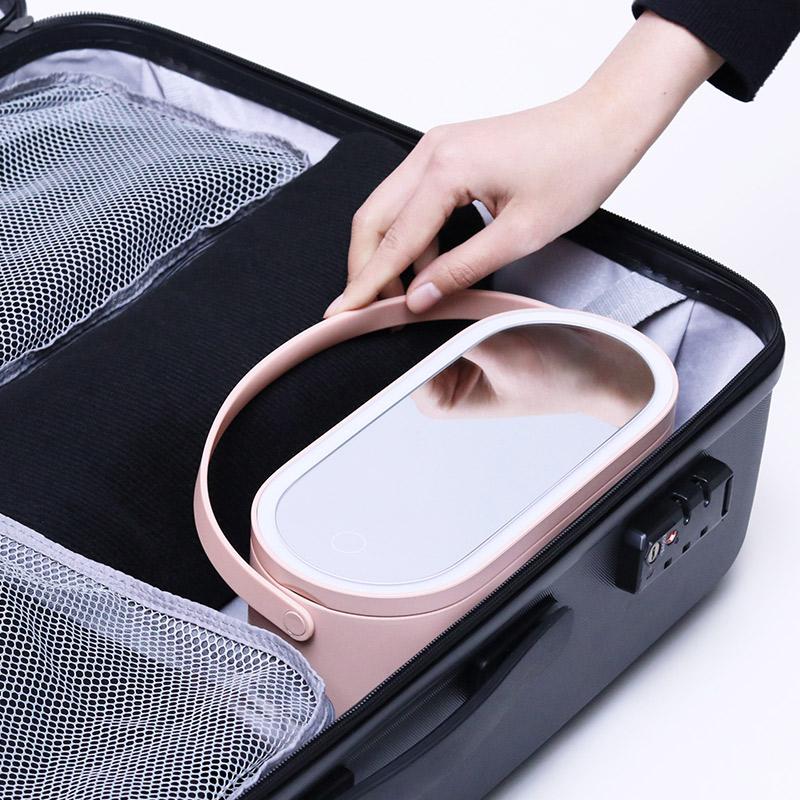PORTABLE MAKEUP BOX/LEDライトミラー付き収納ボックス メイクボックス