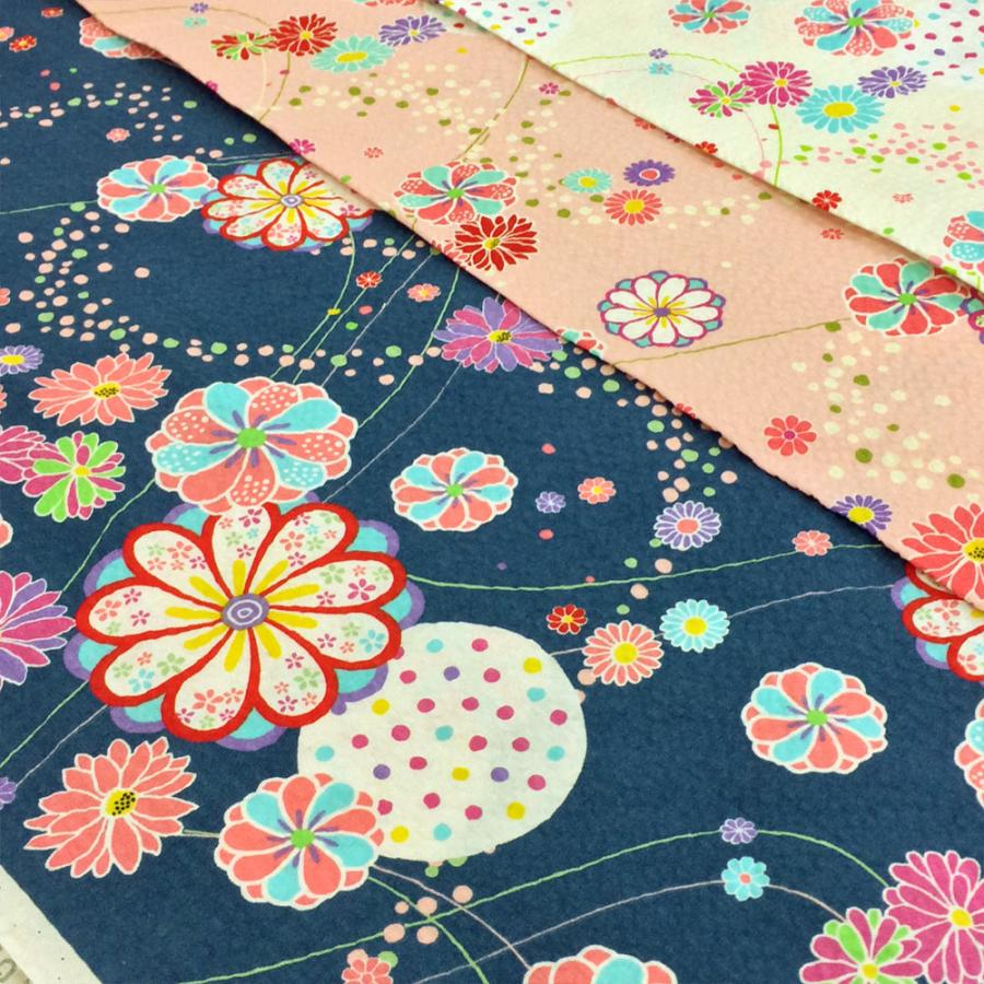 リップル生地 浴衣 子供 和柄 花柄 ゆかた 布 komachi 甚平 ポプリン