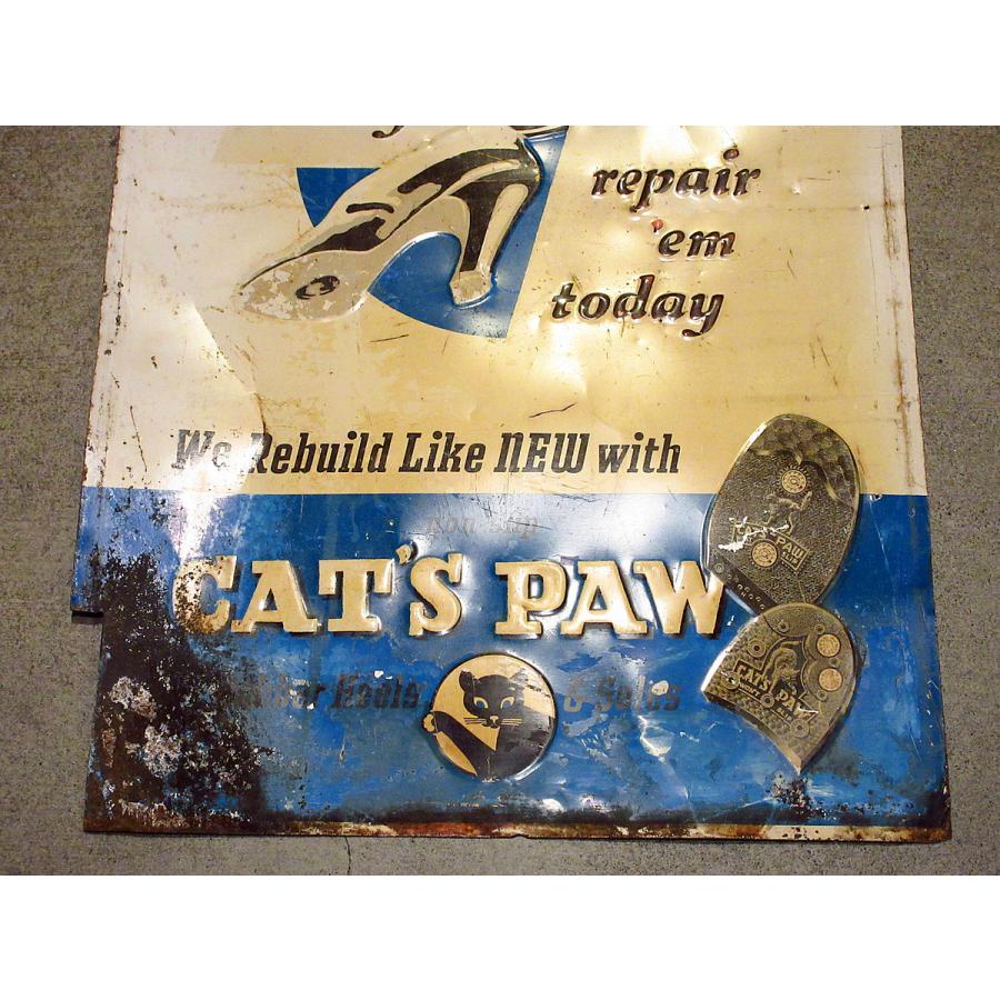 ビンテージ40's○CAT'S PAW アドバタイジングメタルサイン○210402s8