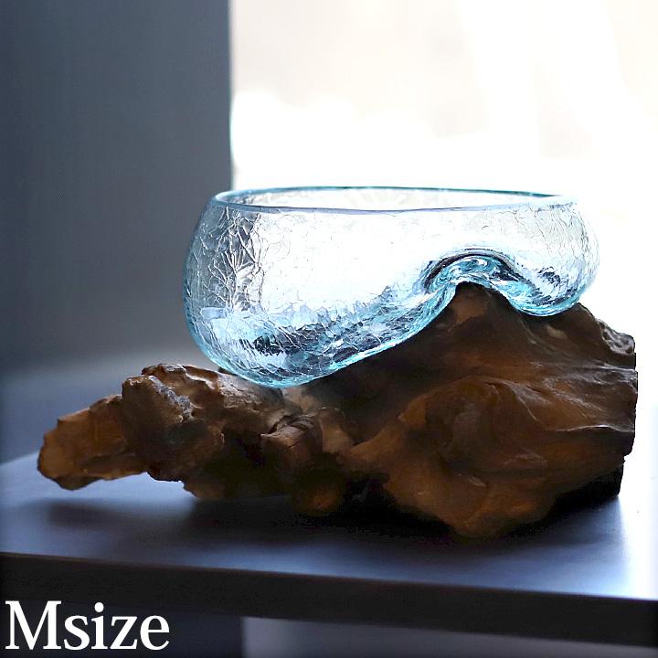 バリガラス×天然木のオブジェ(M) インテリア 流木 オブジェ マリン 海