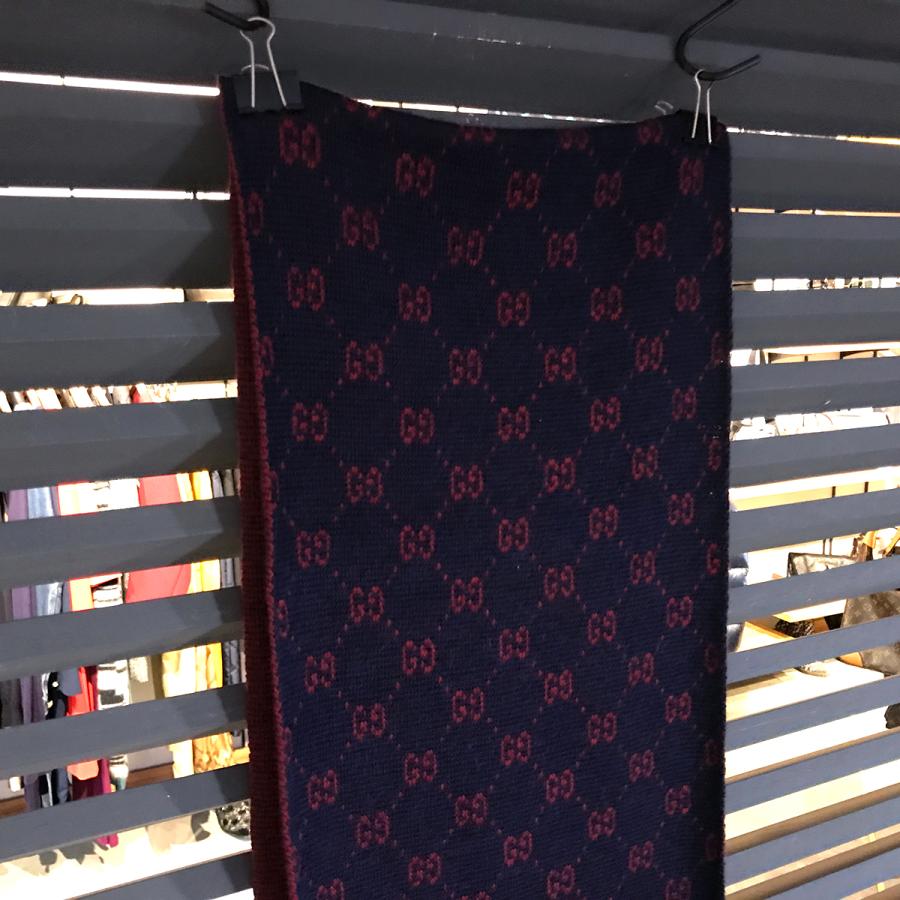 GUCCI（グッチ） 【超美品】グッチ GG柄 メンズ マフラー ネイビー