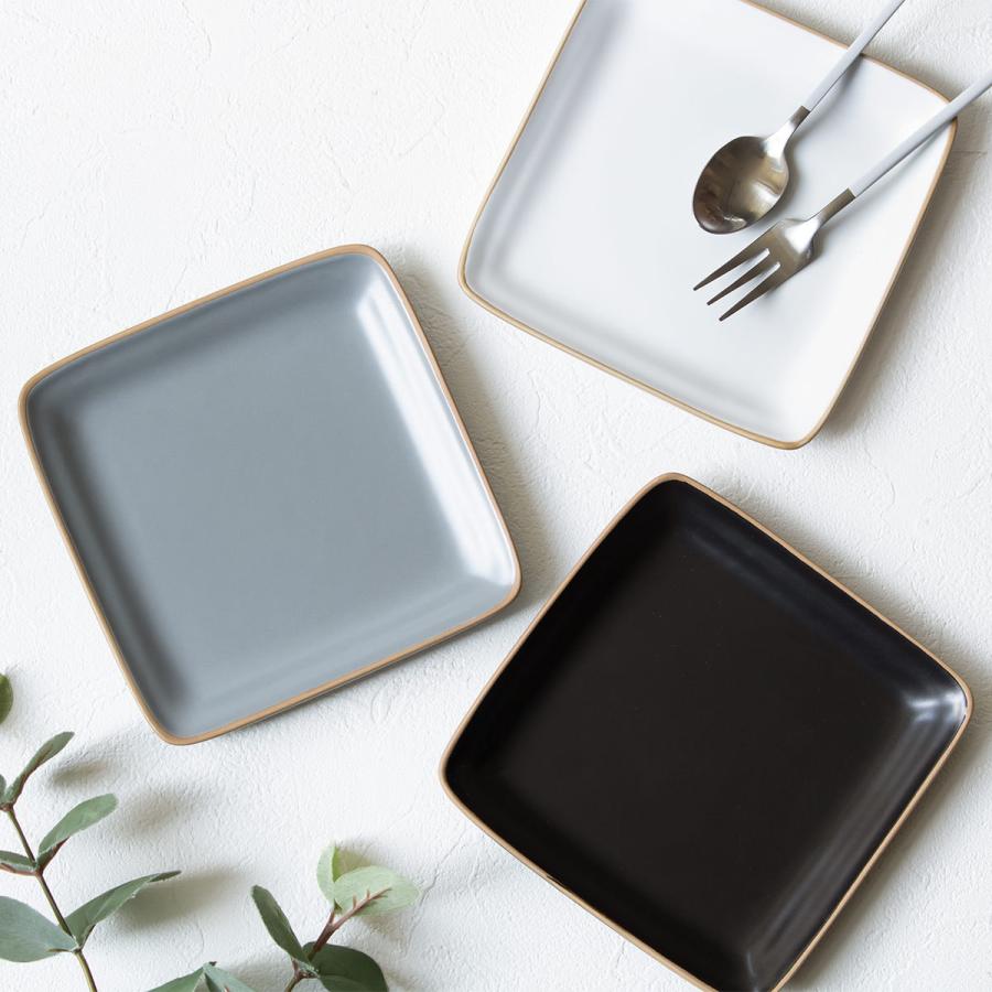 プレート 14cm スクエアプレート エッジライン 陶器 同色5枚セット