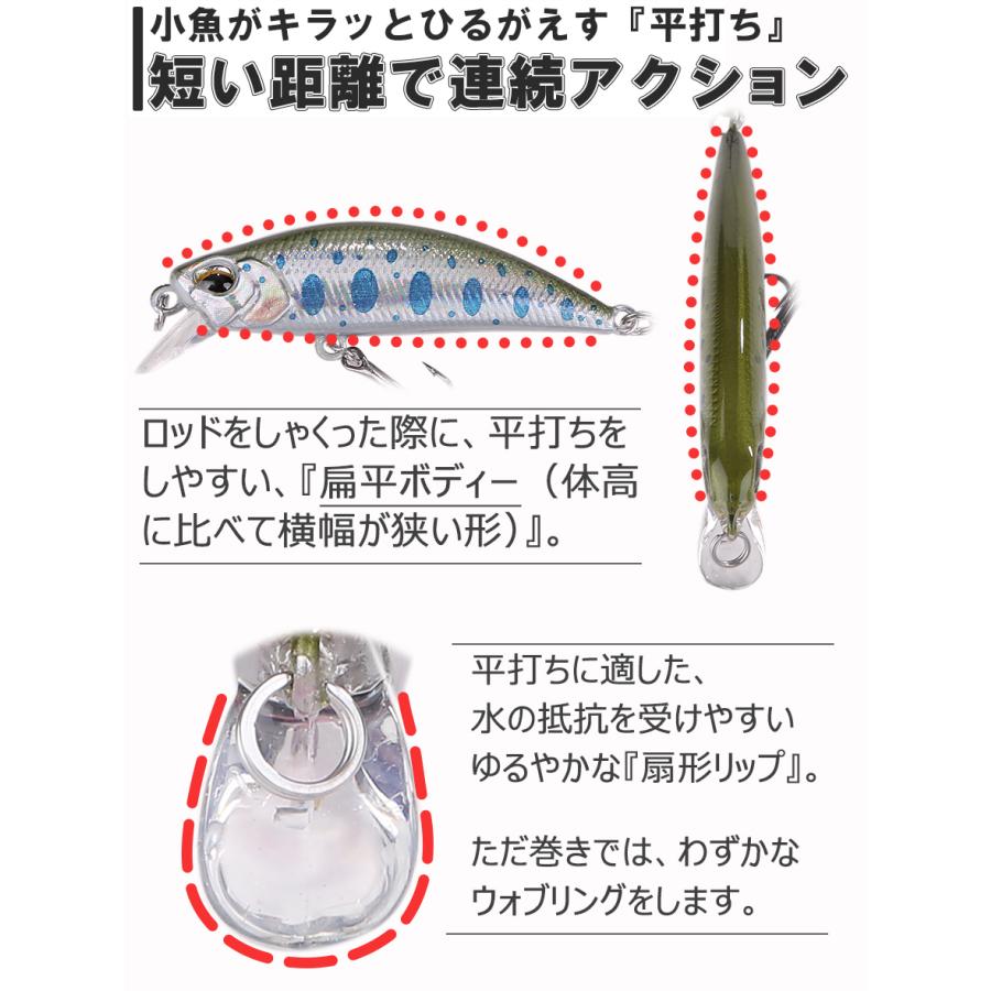 渓流ルアー トラウト ミノー セット 38mm 3.0g 5個 シンキング 扁平 平