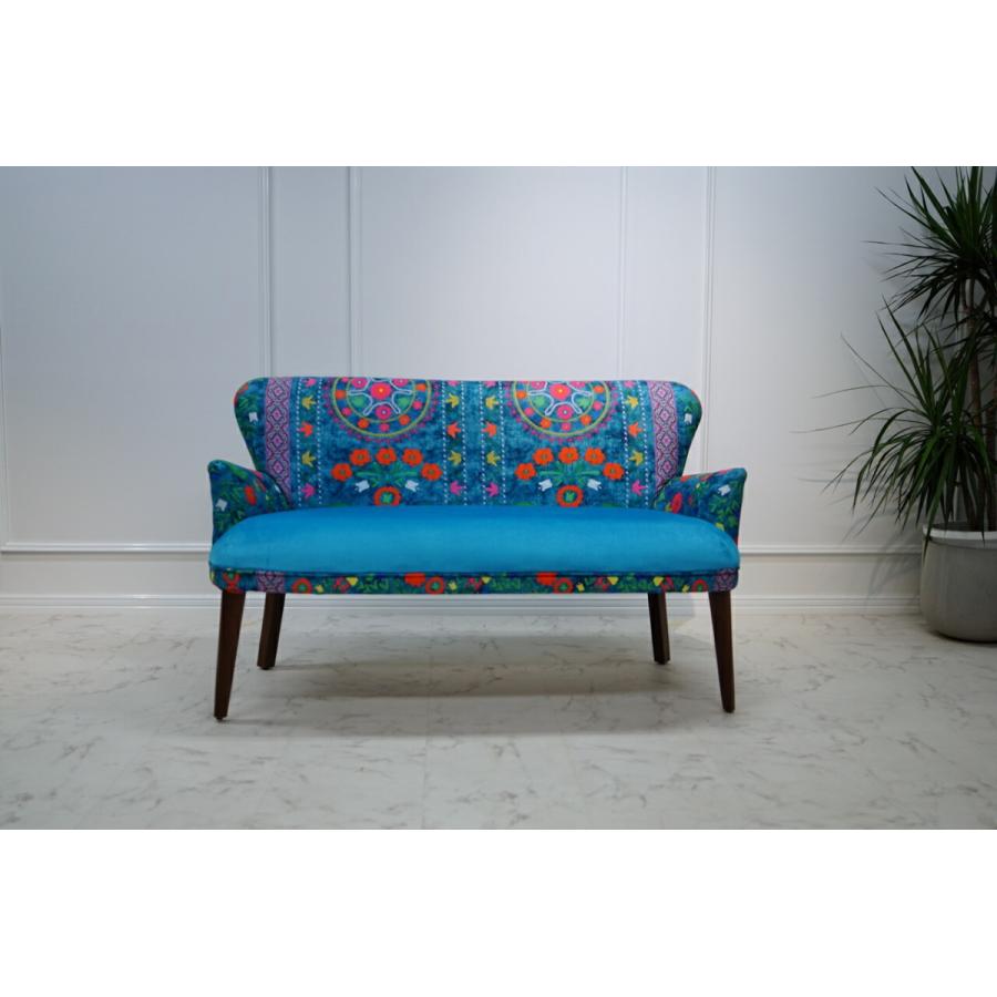 ROYAL ロイヤル 2人掛けソファ ブルー 花柄 トルコ製 SF2-R001-BL