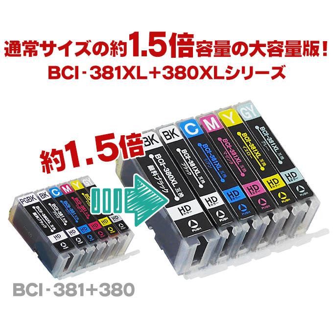 インクのチップス BCI-381XL+380XL/6MP キャノンインク 381 380 TS8130
