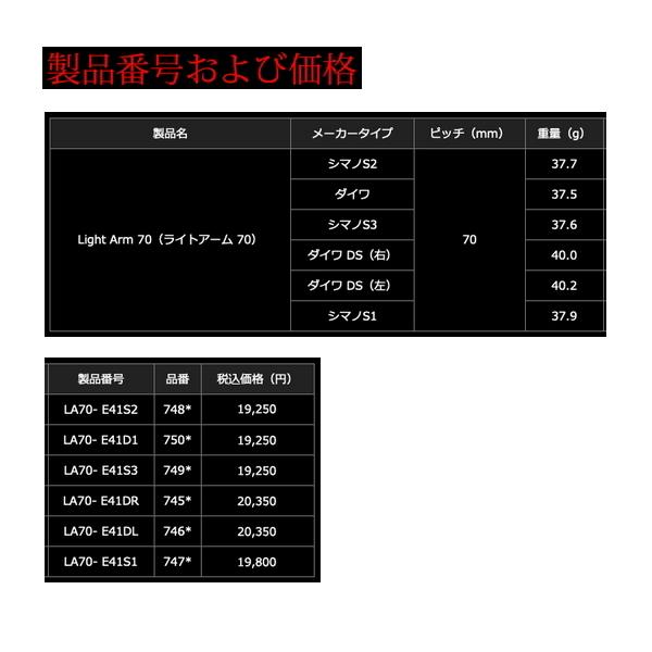 リブレ ライトアーム 70 LA70-E41S2 シマノS2用 ガンメタ／ゴールド