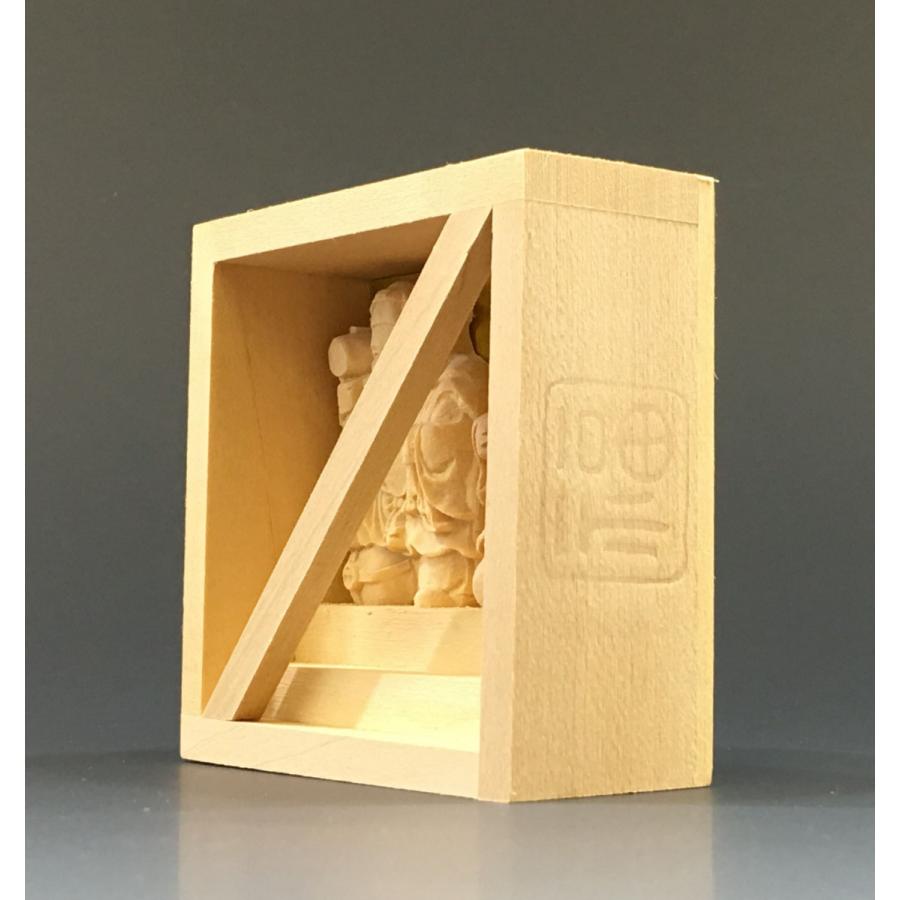 恵比寿様 大黒様 木彫 恵比寿様と大黒様 7.5cm角 白木 木像 枡形 置物