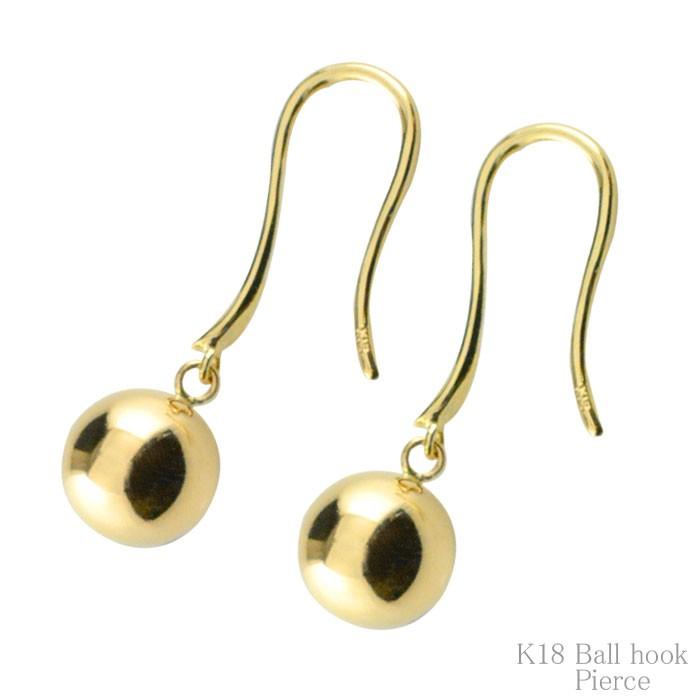 18金 丸玉ピアス 揺れる レディース イエローゴールドk18 k18 シンプル