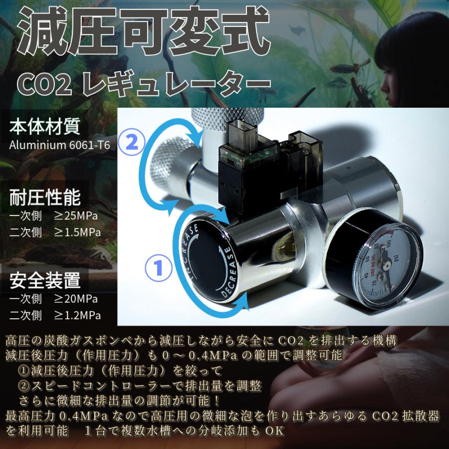 自動でCO2添加 水草育成用CO2フルセット Cタイプ デジタルタイマー付属
