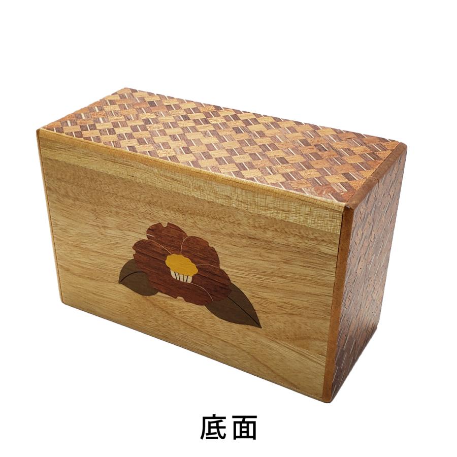 箱根寄木細工 秘密箱 10回 富士山・椿 5寸（からくり箱） : クラフト
