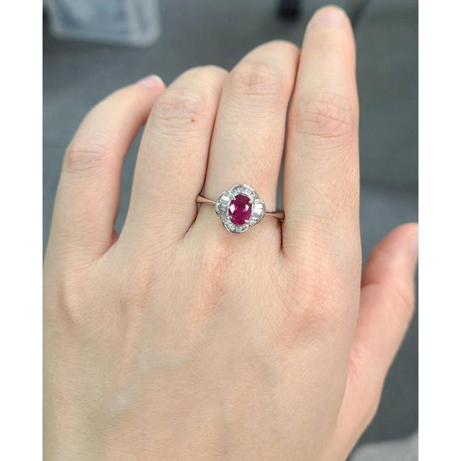レディース リング ルビー プラチナ 0.9ct 天然 ダイヤモンド 指輪