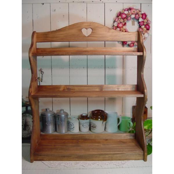 スパイスラック 木製 ひのき カントリーハート 三段ラック 収納棚