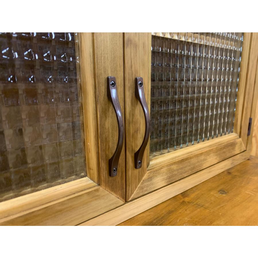 吊戸棚 キャビネット チェッカーガラス アンティークブラウン 120×30