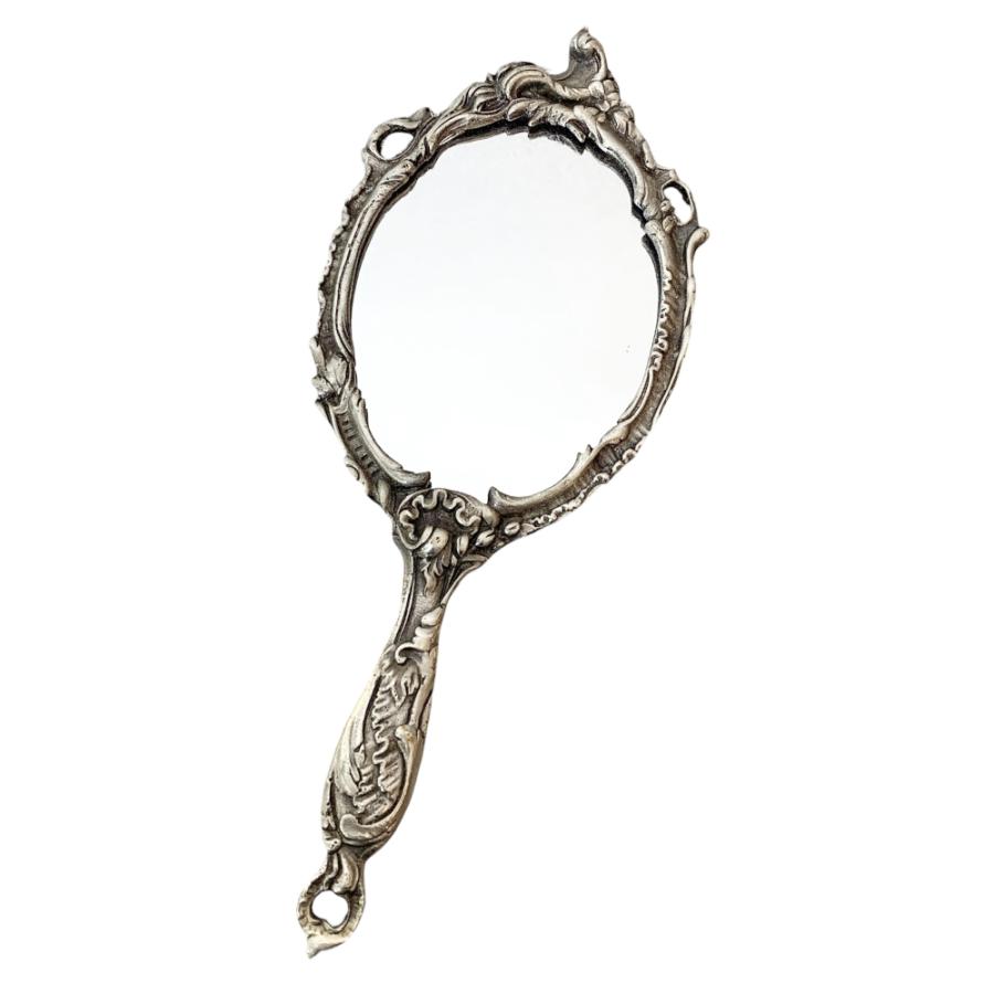 ハンドミラー 手鏡 オシャレ シルバー真鍮 アンティーク風