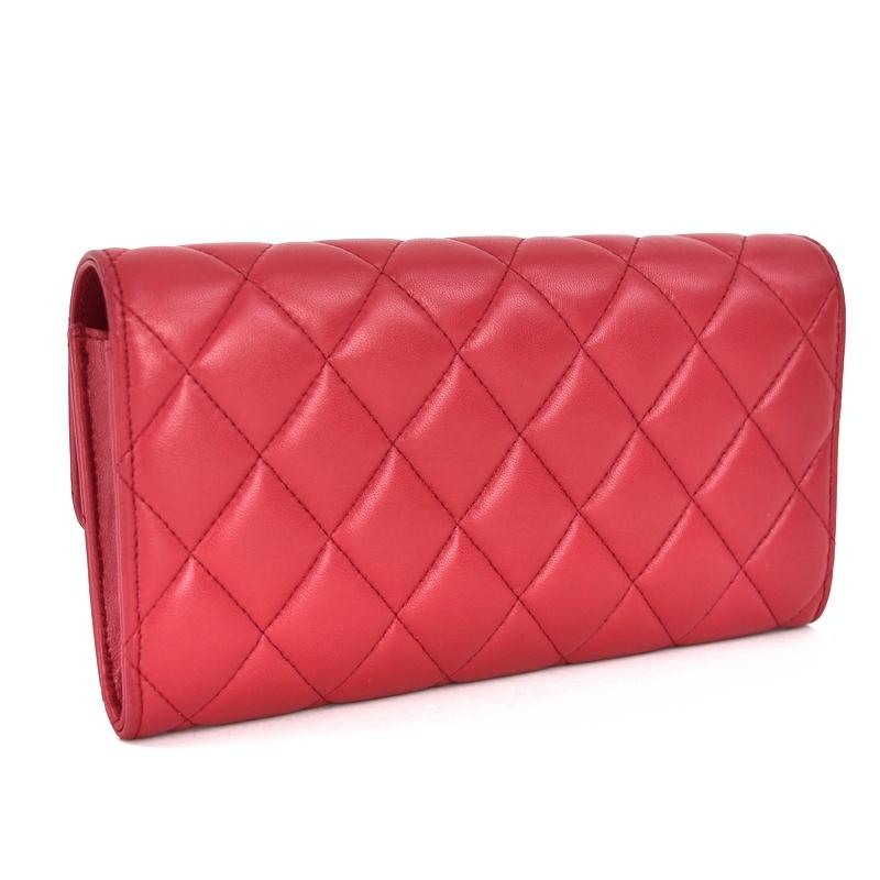 CHANEL（シャネル） 長財布 レッド系 ラムスキン クラシックロング