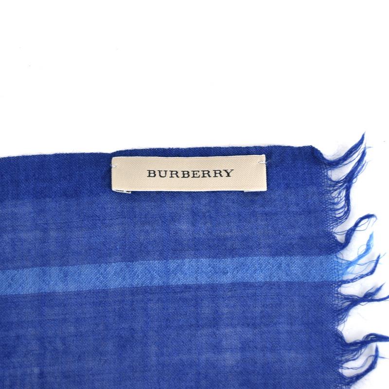 BURBERRY（バーバリー） ストール チェック柄 ブルー系 大判 薄地