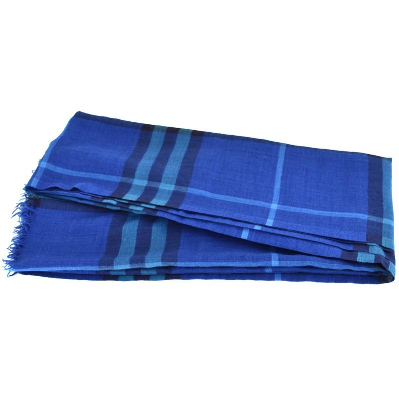BURBERRY（バーバリー） ストール チェック柄 ブルー系 大判 薄地
