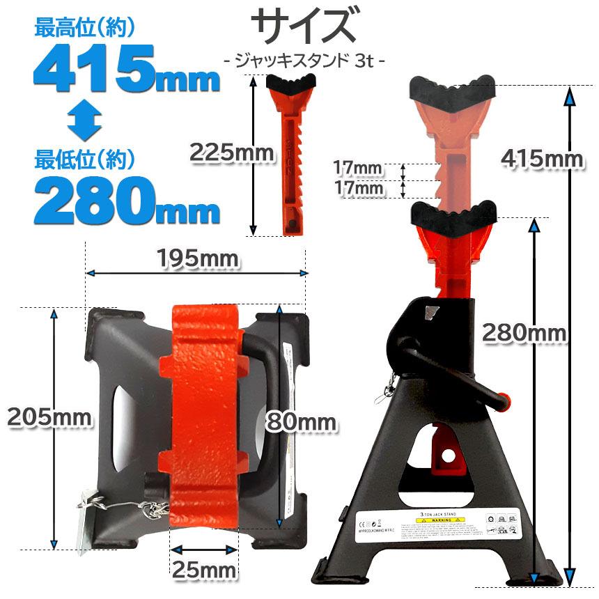 ジャッキスタンド 4基セット ジャッキアップ スタンド ラバーパッド