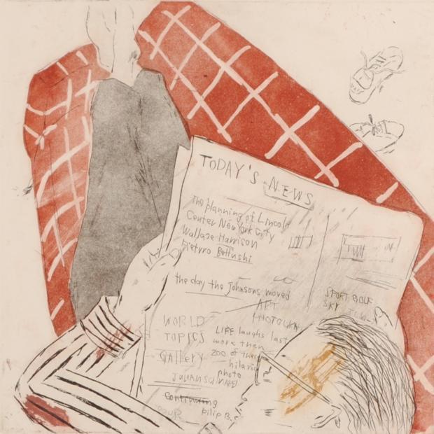 山岡康子 絵画 銅版画 エッチング 「Uncle」 額付き : アート