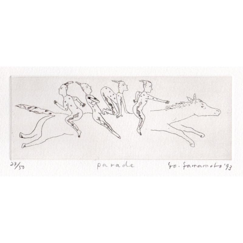 山本容子 絵画 馬 銅版画 エッチング 「パレード」 額付き : アート