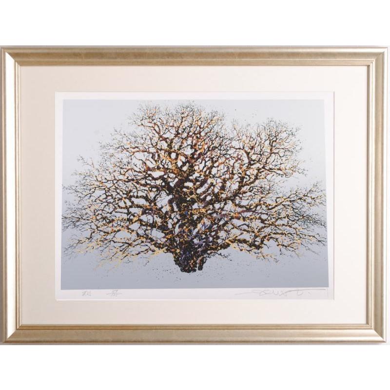 木 絵画 老木 絵 シルクスクリーン 版画 池上壮豊 「刻」 額付き