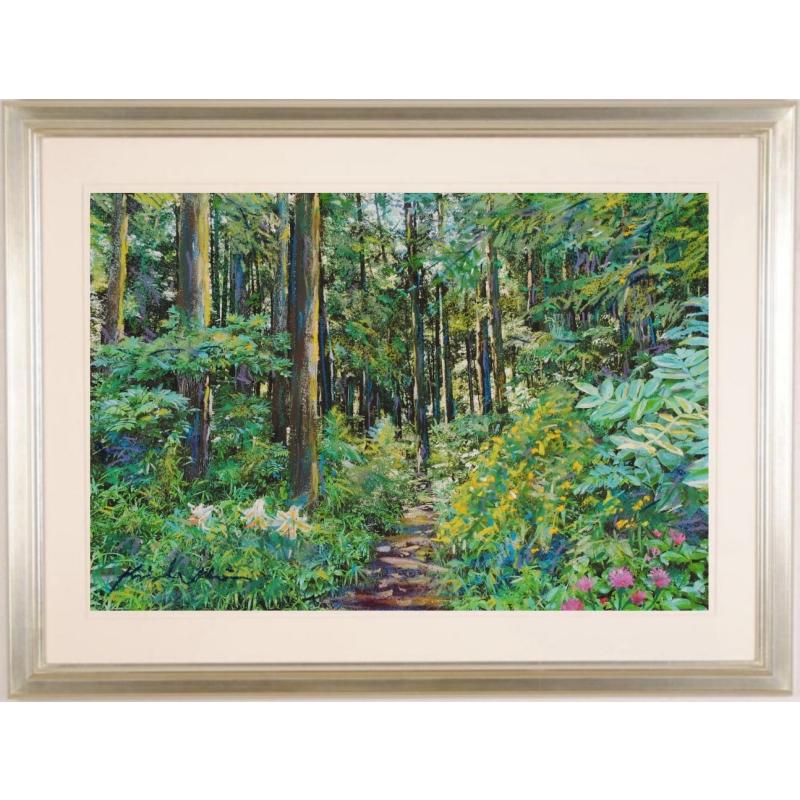 花 絵画 百合 アザミ 風景画 横浜ふるさと村 パステル画 石井清 「森へ