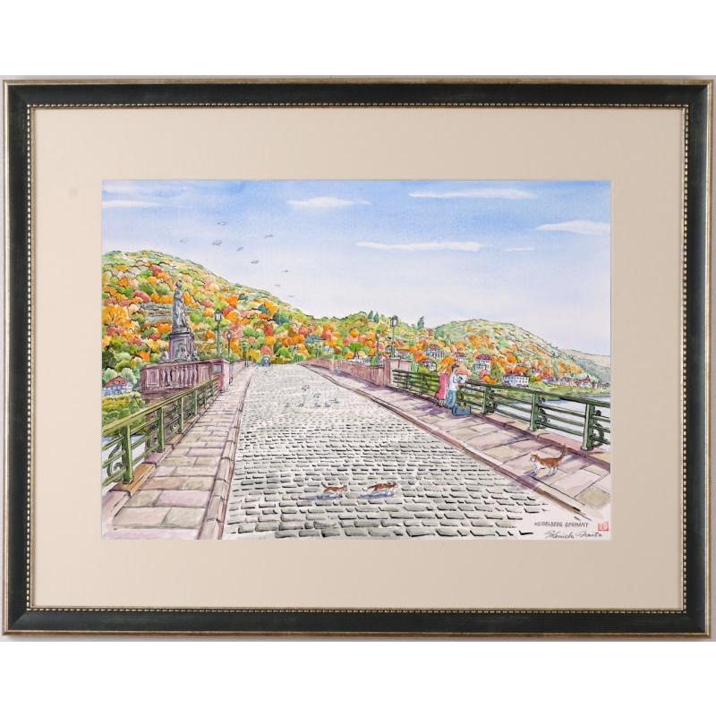 ドイツ 風景画 絵画 カール・テオドール橋 水彩画 内藤謙一