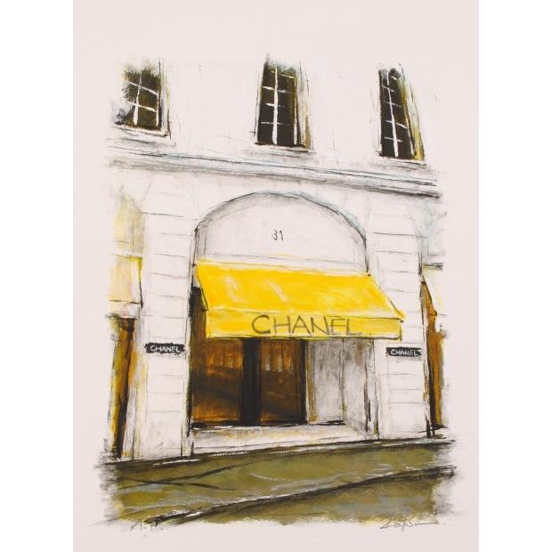 シャネル本店 絵画 風景画 パリ 版画 ジークレー 中野克彦 「パリ1区の