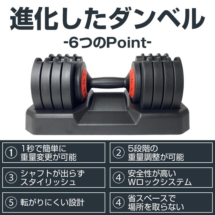 ダンベル 可変式 25kg アジャスタブル 鉄アレイ 5段階 重量 重さ 2個